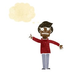 cartoon man asking question with thought bubble N7