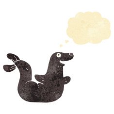 cartoon seal with thought bubble N2