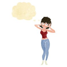 cartoon pretty woman with thought bubble N31