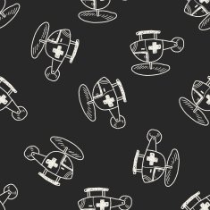 medical helicopter doodle seamless pattern background