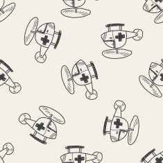 medical helicopter doodle seamless pattern background N2