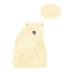 cartoon funny polar bear with thought bubble