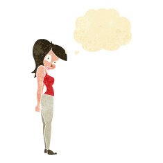 cartoon pretty woman with thought bubble N32
