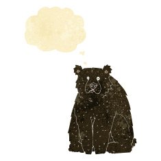 Cartoon funny black bear with thought bubble free image download