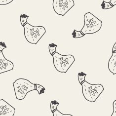 money bag doodle drawing seamless pattern background