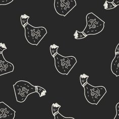 money bag doodle drawing seamless pattern background N2