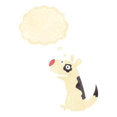 cartoon happy dog with thought bubble N15