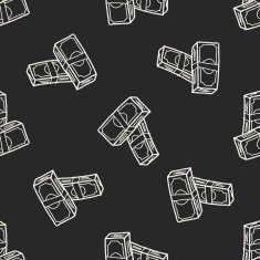 money bill doodle drawing seamless pattern background