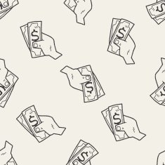 money doodle drawing seamless pattern background