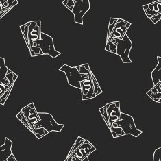 money doodle drawing seamless pattern background N2