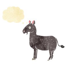 cartoon mule with thought bubble N2