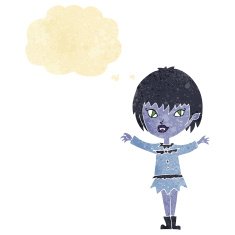 cartoon vampire girl with thought bubble N29