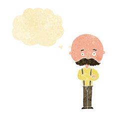 cartoon grandfather with thought bubble N2