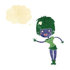cartoon vampire girl with thought bubble N31