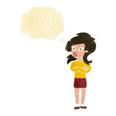 cartoon woman with folded arms thought bubble N4
