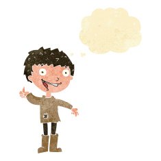 cartoon excited boy with thought bubble N21