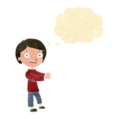 cartoon happy boy with thought bubble N23