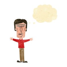 cartoon angry man with thought bubble N17