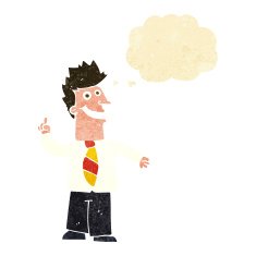 cartoon man with good idea thought bubble N3