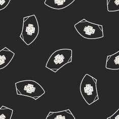 nurse hat doodle drawing seamless pattern background