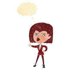 cartoon vampire girl with thought bubble N33
