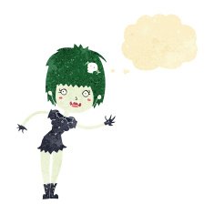 cartoon vampire girl with thought bubble N35