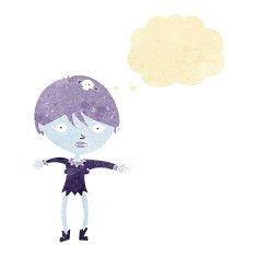 cartoon vampire girl with thought bubble N36