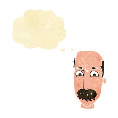 cartoon annnoyed old man with thought bubble N2