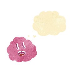 cartoon spooky cloud with thought bubble