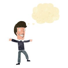 cartoon happy man with thought bubble N68