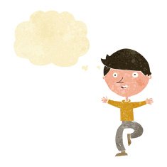 cartoon excited man with thought bubble N11