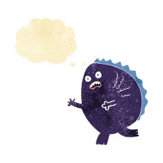 cartoon monster with thought bubble N4