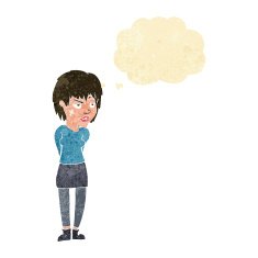 cartoon woman with plaster on face thought bubble N4