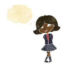 cartoon happy girl with thought bubble N9