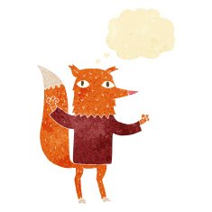 cartoon fox with thought bubble N2