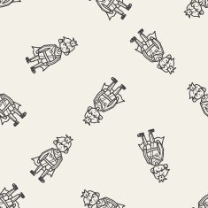 prince doodle seamless pattern background N10