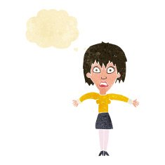 cartoon shocked woman with thought bubble N13