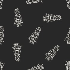 prince doodle seamless pattern background N11