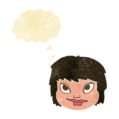 cartoon female face with thought bubble N18