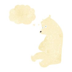 cartoon happy polar bear with thought bubble
