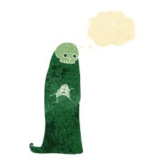 cartoon halloween ghoul with thought bubble N2