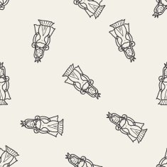 princess doodle seamless pattern background