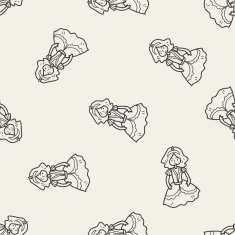 princess doodle seamless pattern background N4