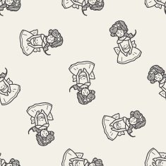 princess doodle seamless pattern background N5