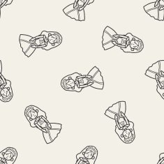 princess doodle seamless pattern background N7