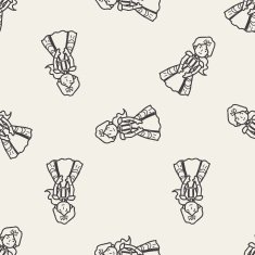 princess doodle seamless pattern background N8