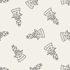 princess doodle seamless pattern background N10