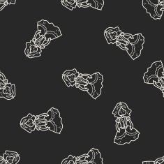 princess doodle seamless pattern background N14