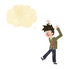 cartoon excited boy with thought bubble N26