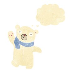 cute cartoon polar teddy bear with thought bubble